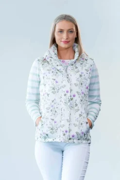 Women's White Floral Gilet by Jessica Graaf