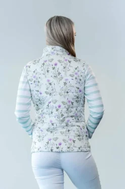 Women's White Floral Gilet by Jessica Graaf