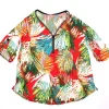 Womens Zip Palm Leaf Top Orange