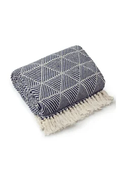 Zahra Recycled Cotton Throw Navy